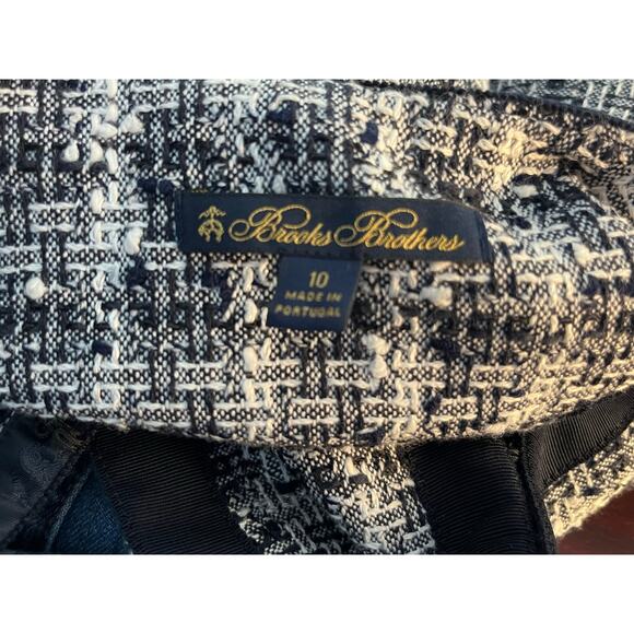 Brooks Brothers Boucle Jacket Size 10 Black White Plaid Tweed Academia Twee - Picture 9 of 9
